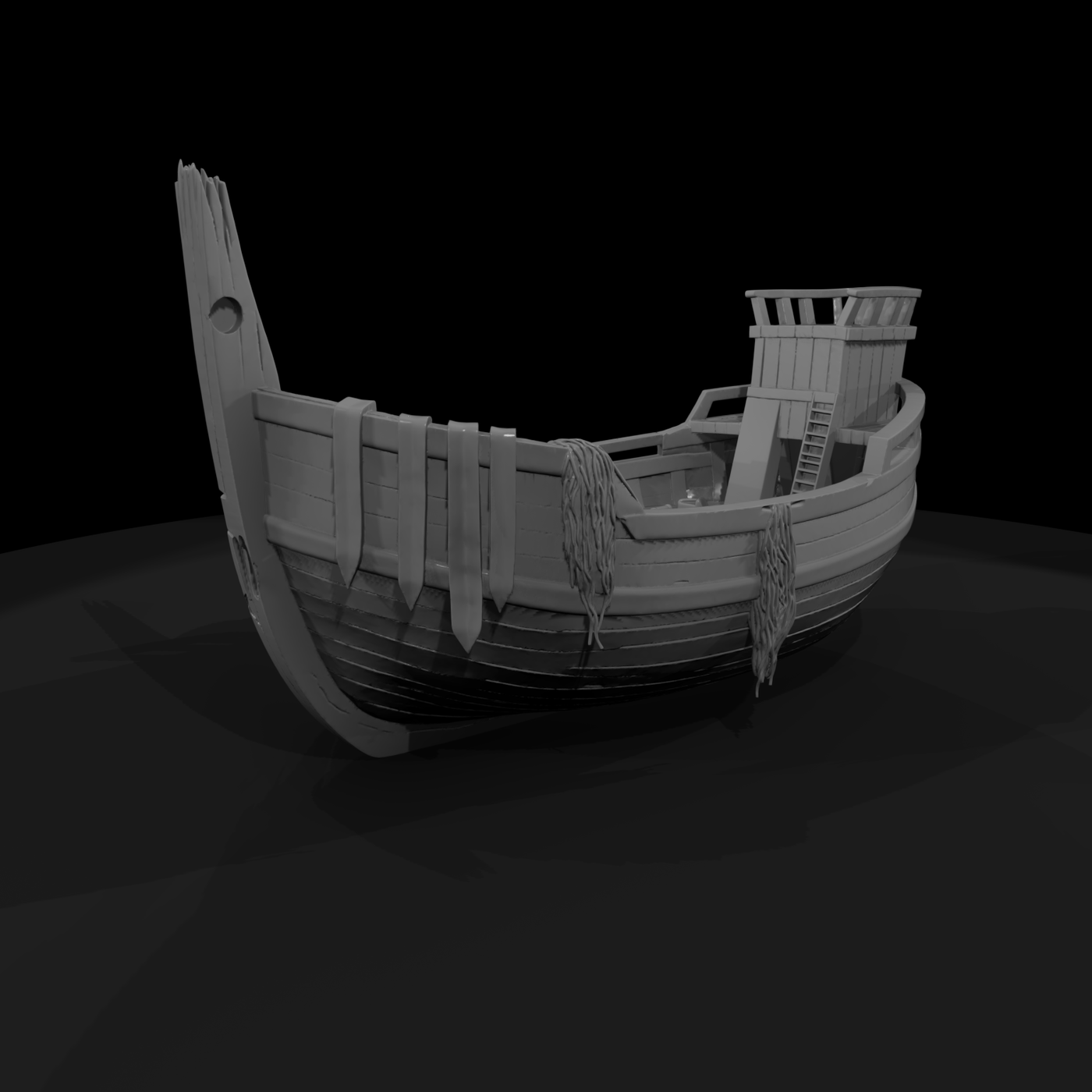 Stylized Wrecked Fishing Boat
