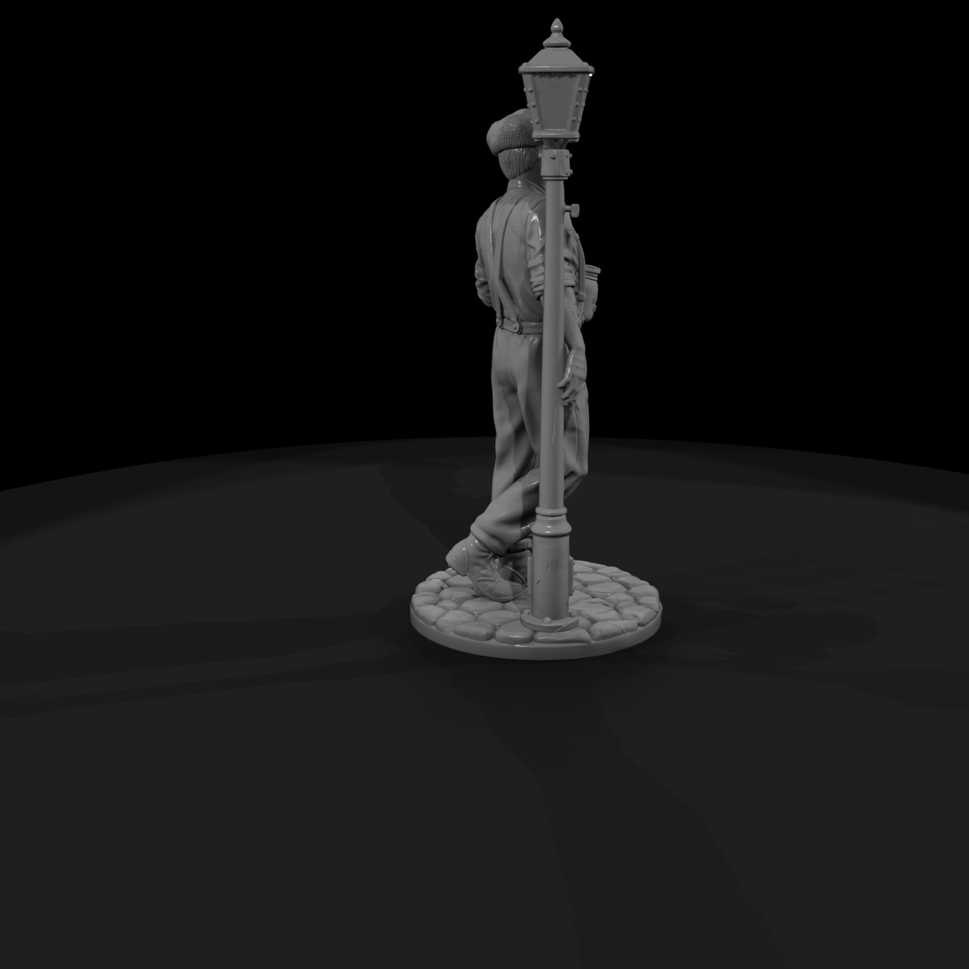 1920s Tippler Leaning on Lamp Post