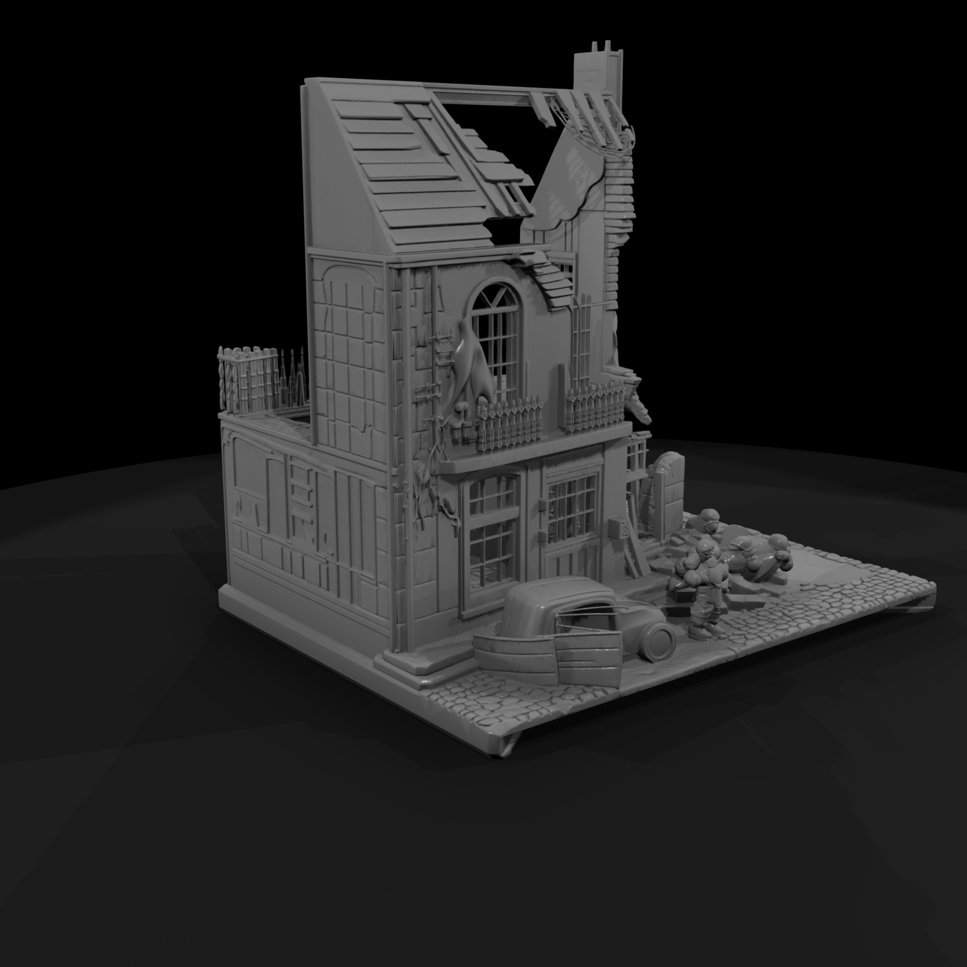 WWII Ruined Townhouse (Untextured)