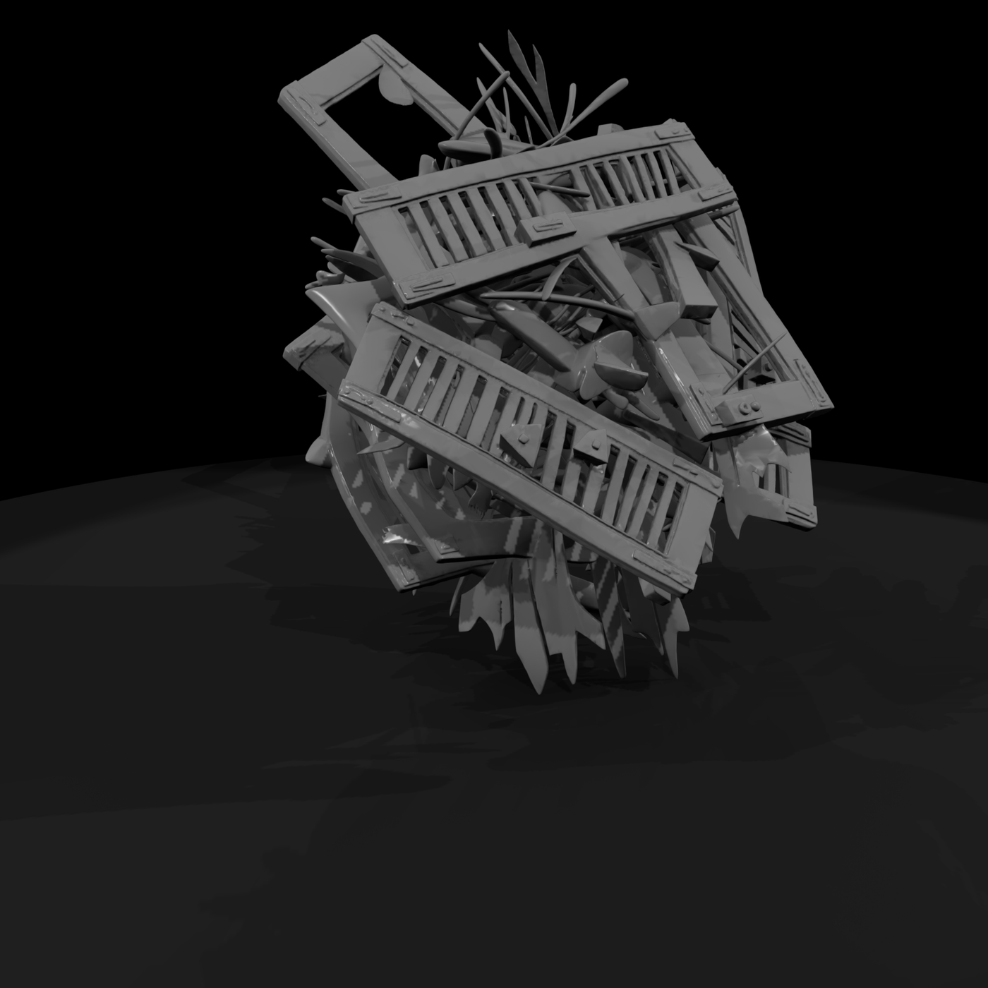 Weathered Wooden Shutter Debris Cluster