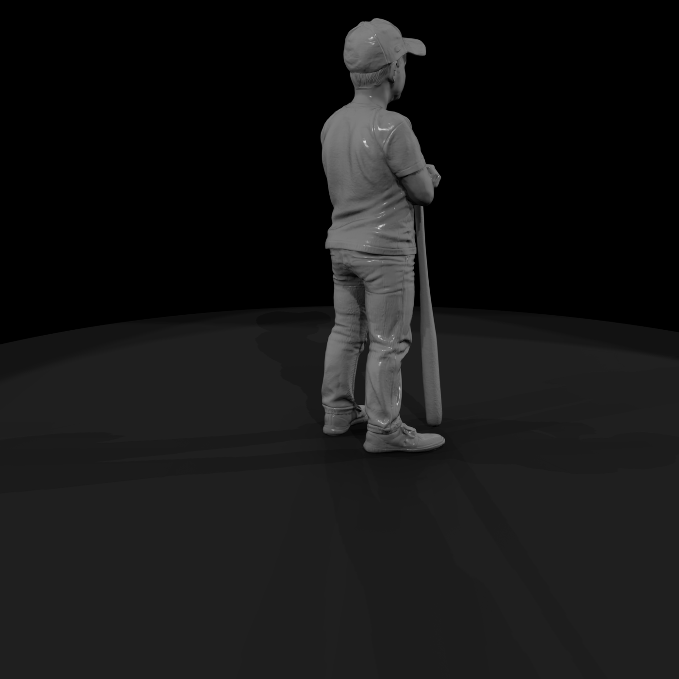 1950s Sandlot Baseball Player Leaning on Bat