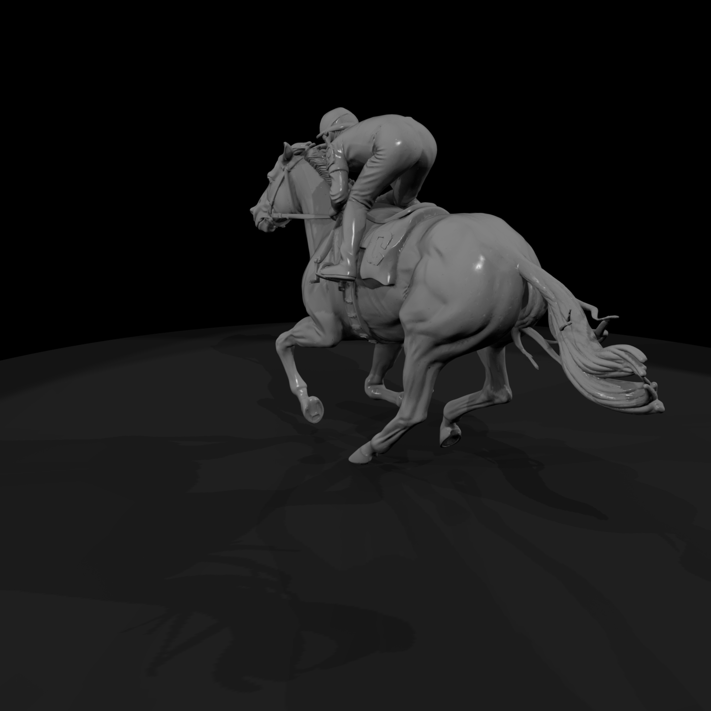 Galloping Racehorse and Jockey