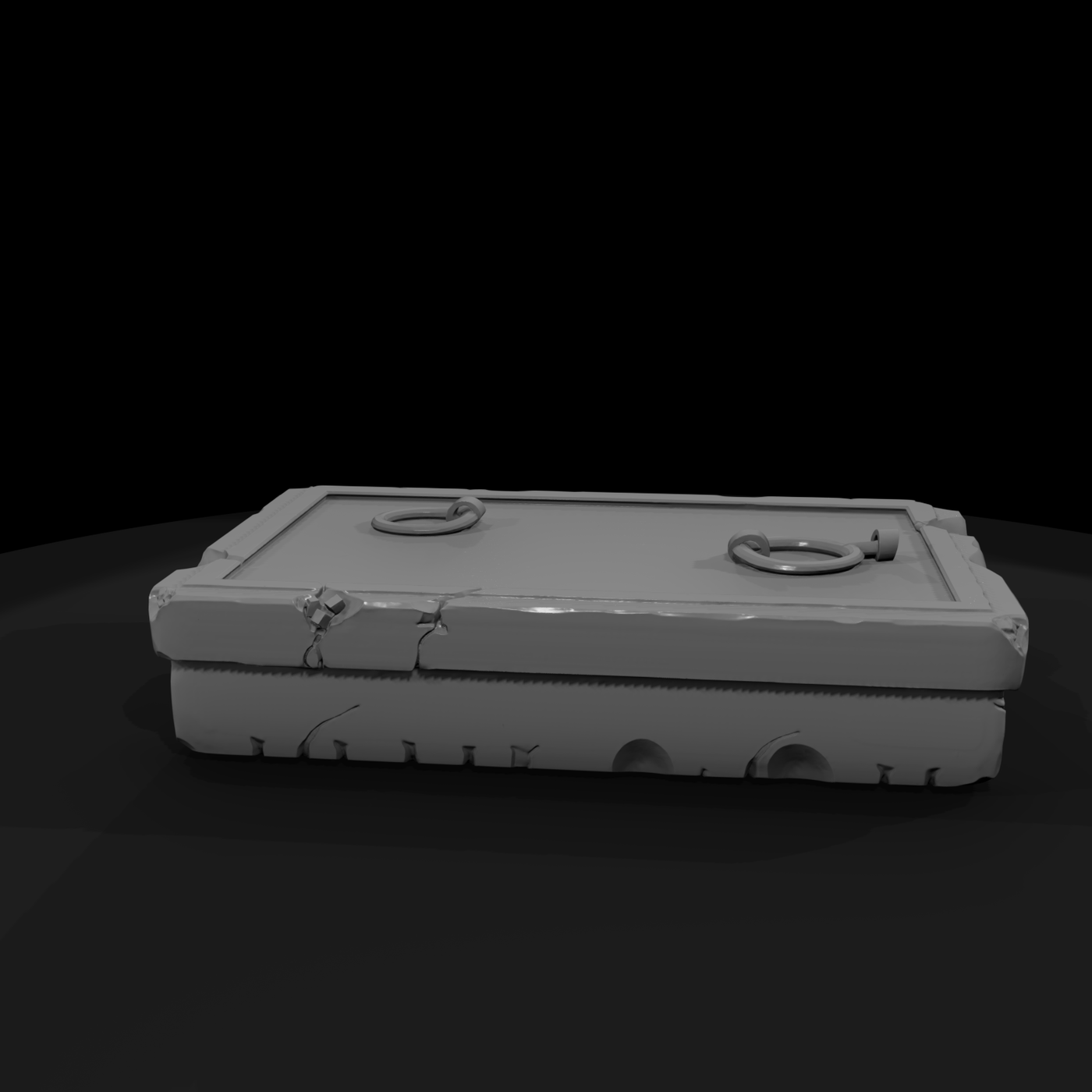 Weathered Stone Sarcophagus Lid