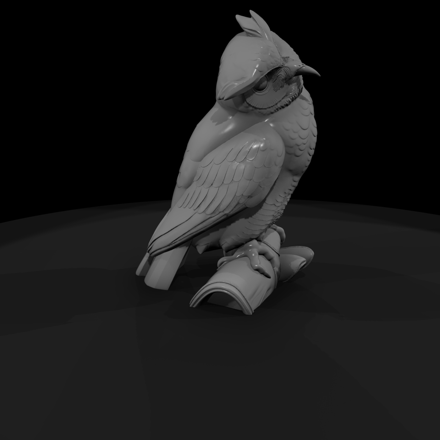 Stylized Great Horned Owl Sculpture — Accent