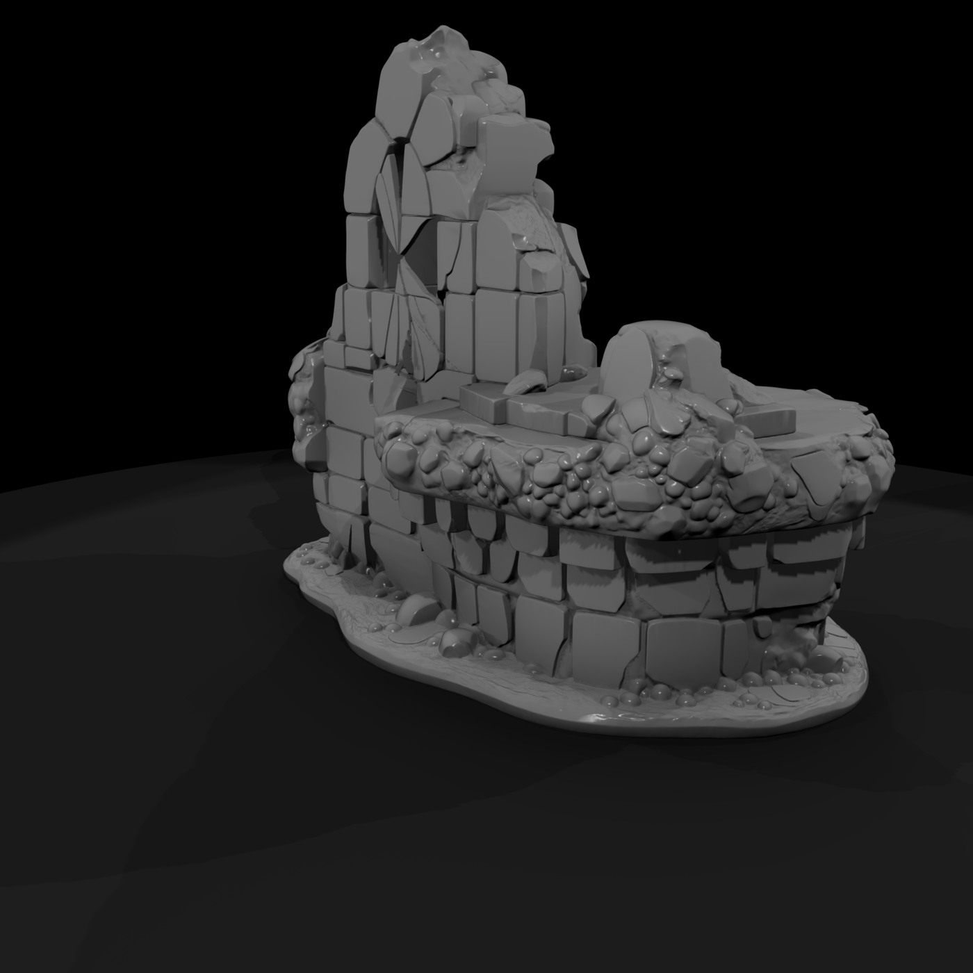 Medieval stone ruin archway with stairs