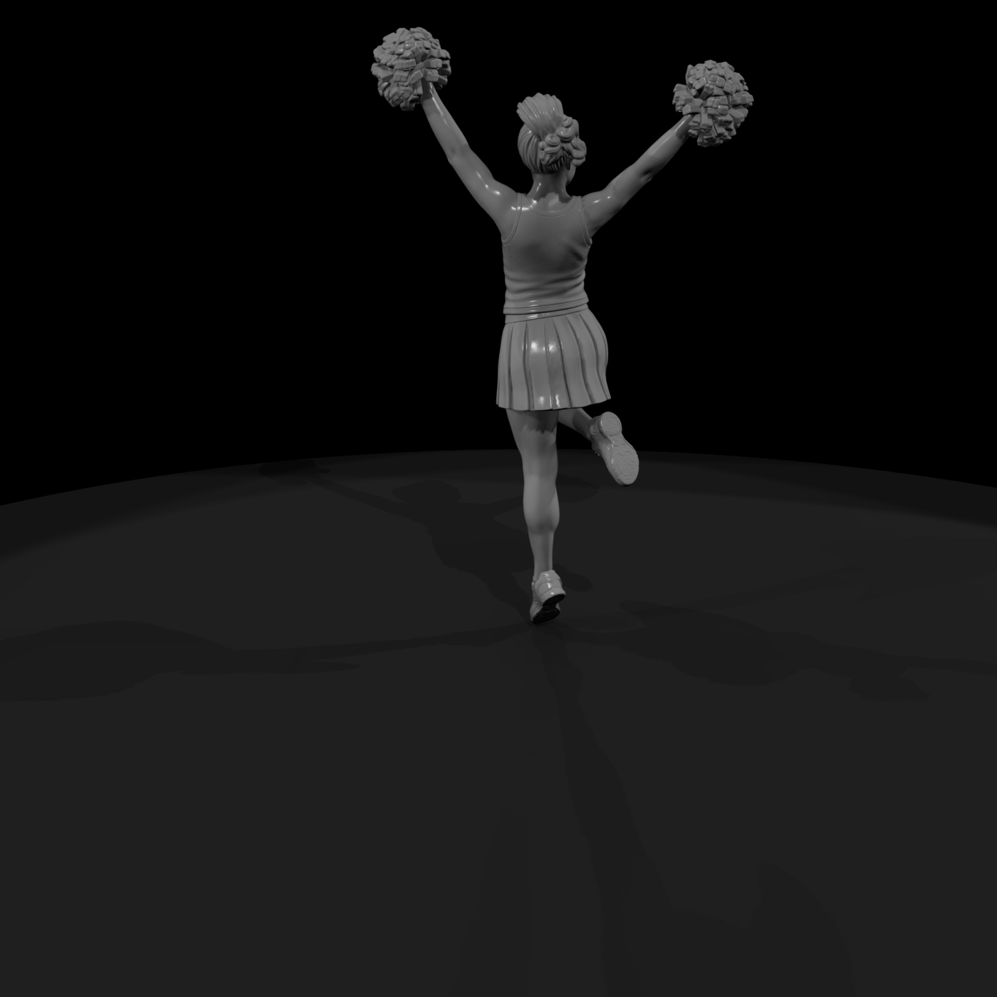 Cheerleader Jumping with Pom-Poms