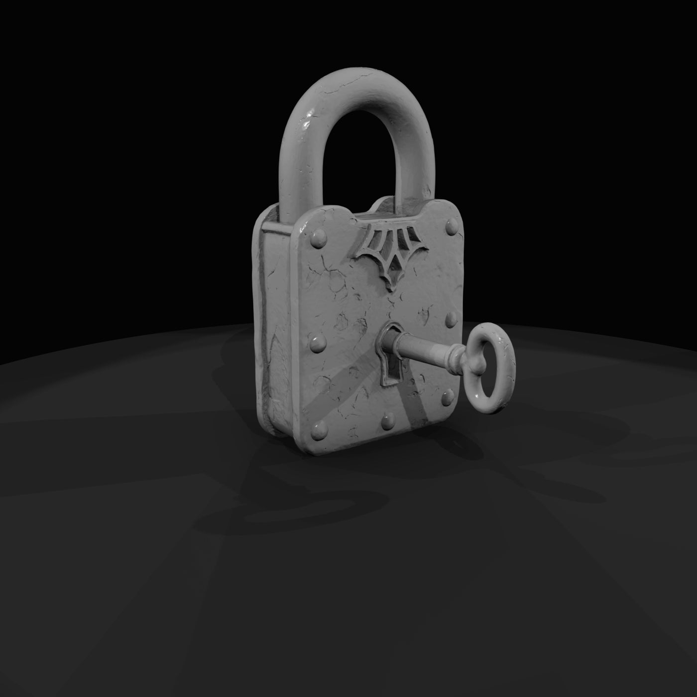 rusted-iron-steel-padlock-with-inserted-skeleton-key
