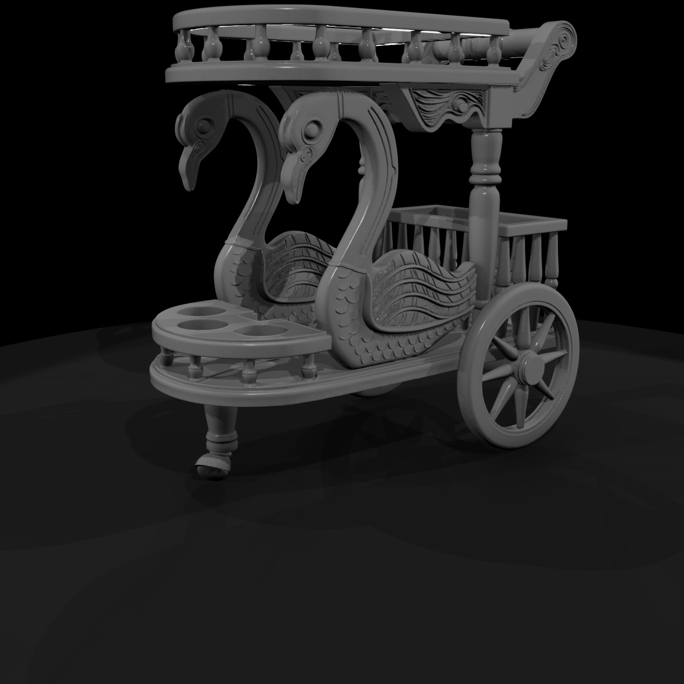 Ornate Swan Tea Trolley