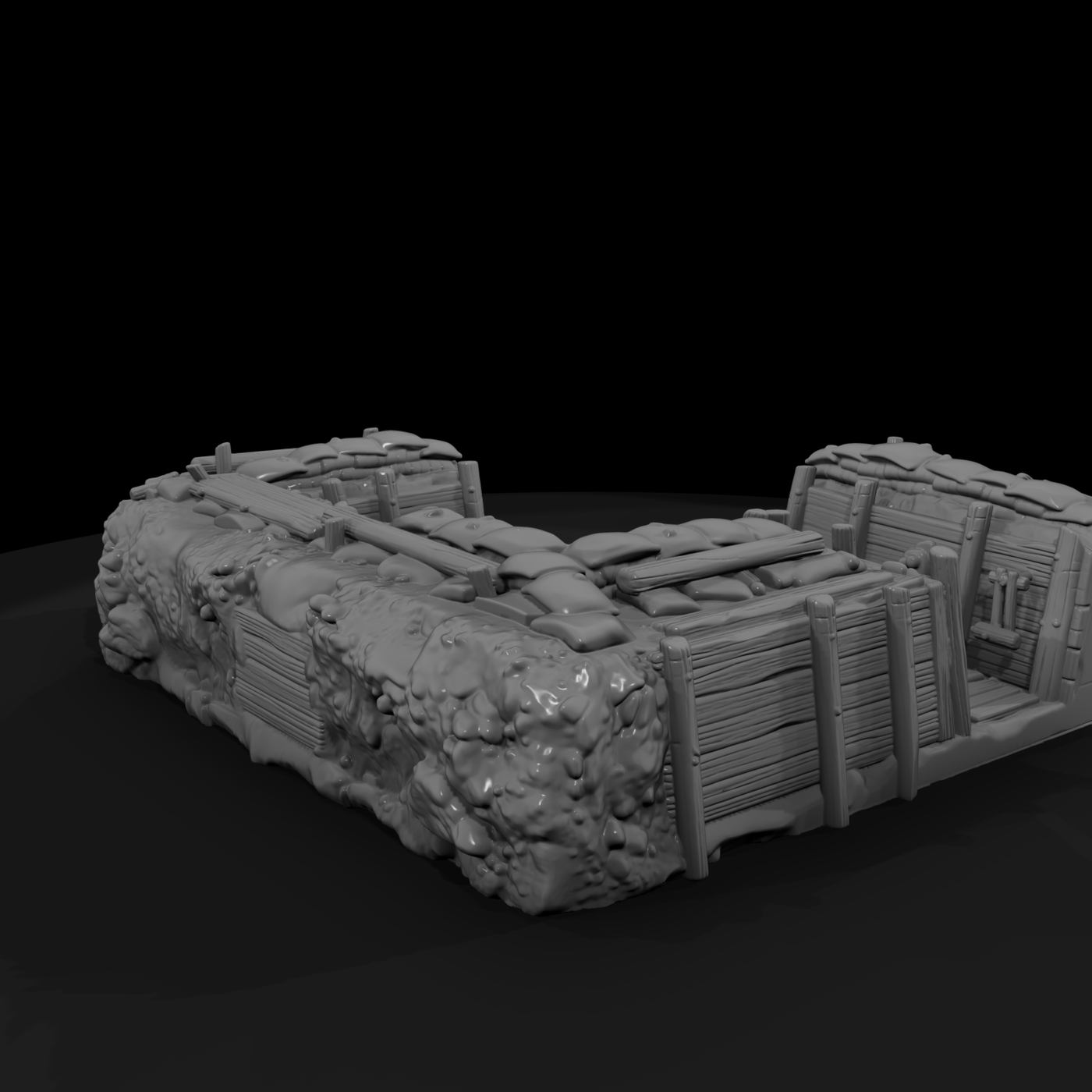Sandbagged Trench Corner Section