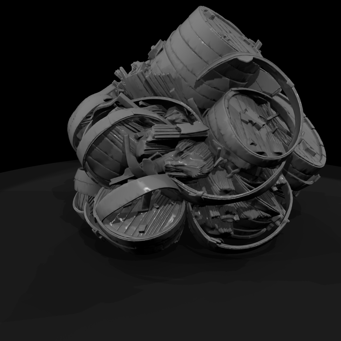 Damaged Wooden Barrel Pile — Scatter