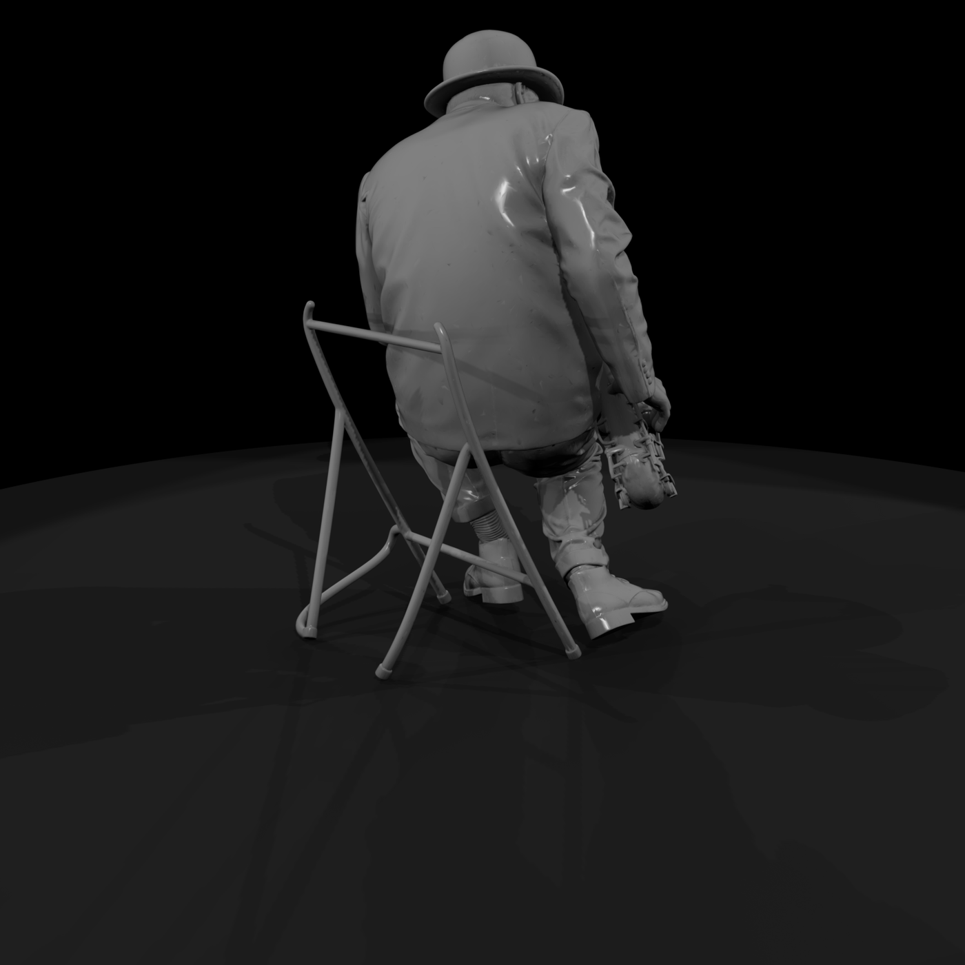 Jazz Saxophone Player on Stool