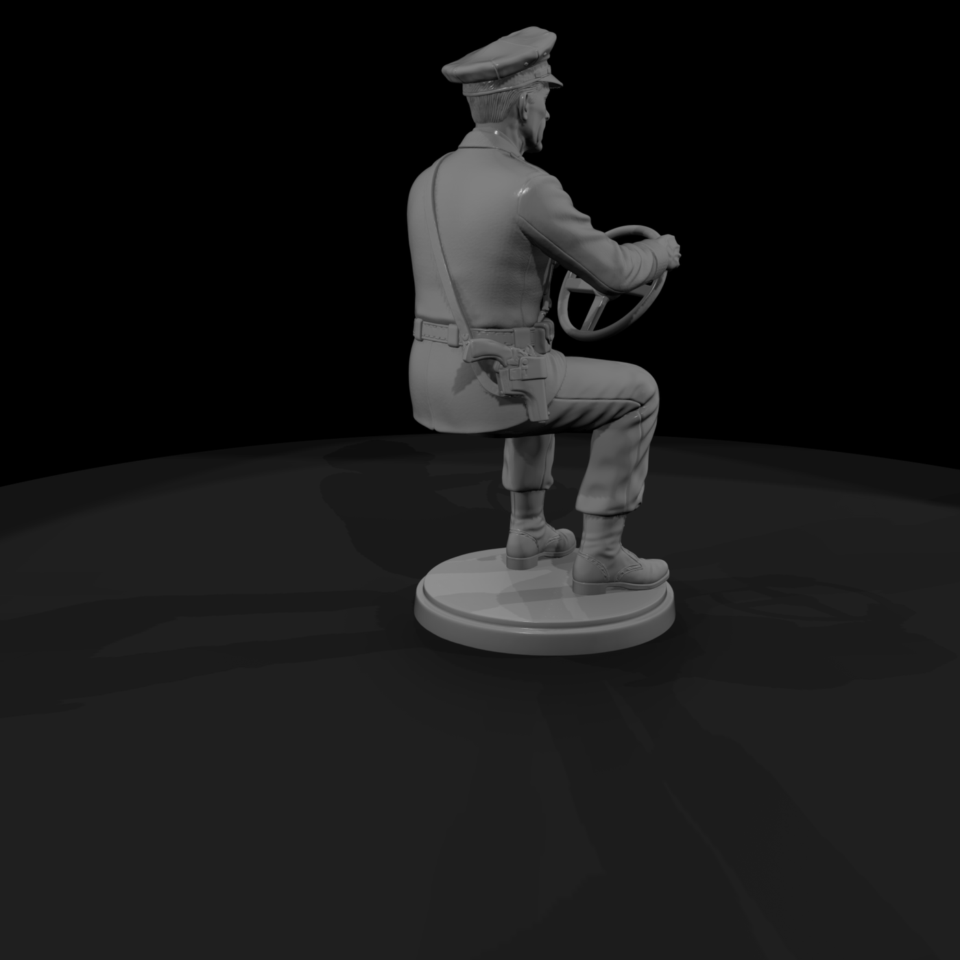 1950s City Police Officer Driving