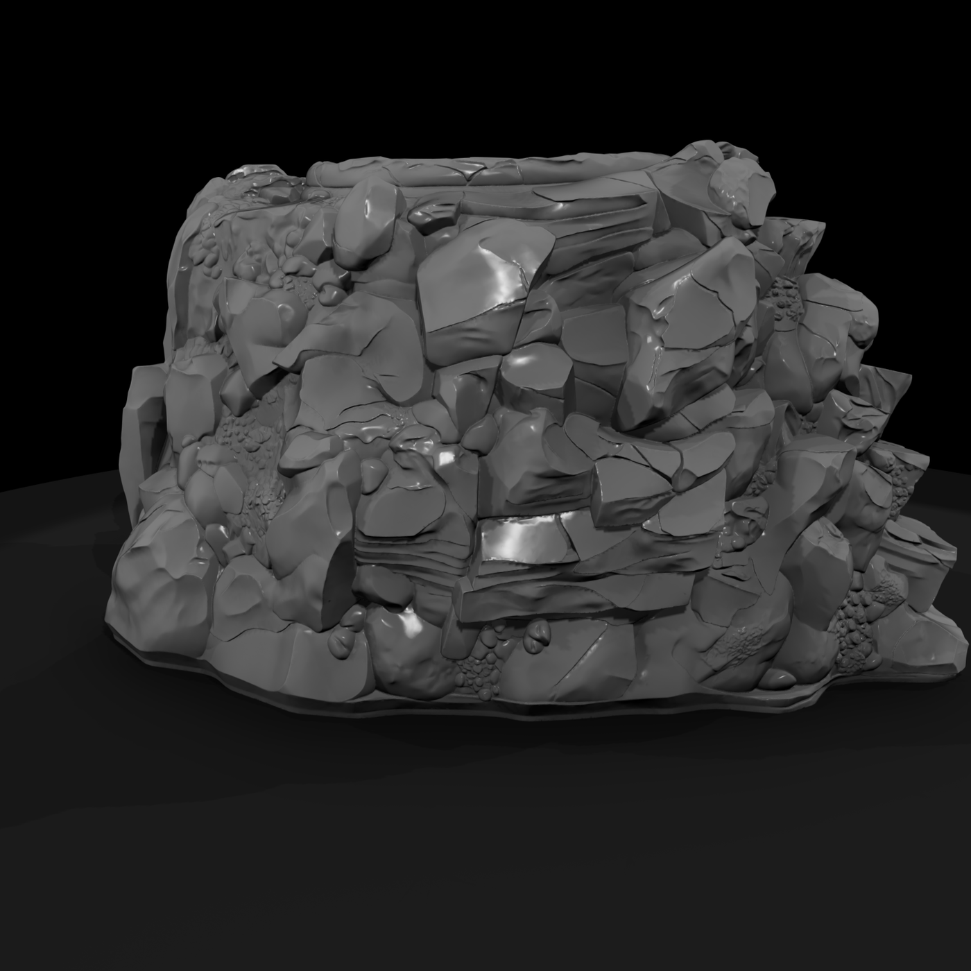 Stylized Ruined Stone Stair Platform — Terrain Prop