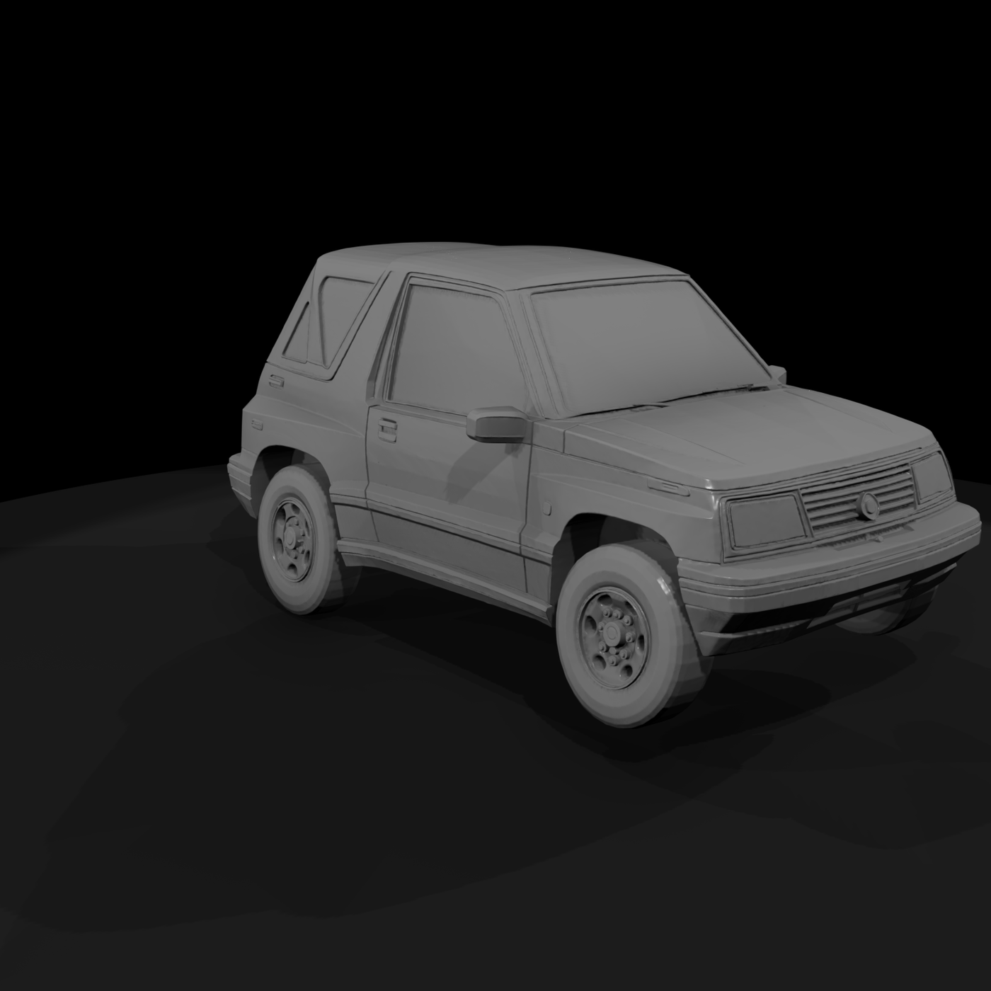 Flat Shaded Vintage 2 Door Compact Suv 3D Model 2C