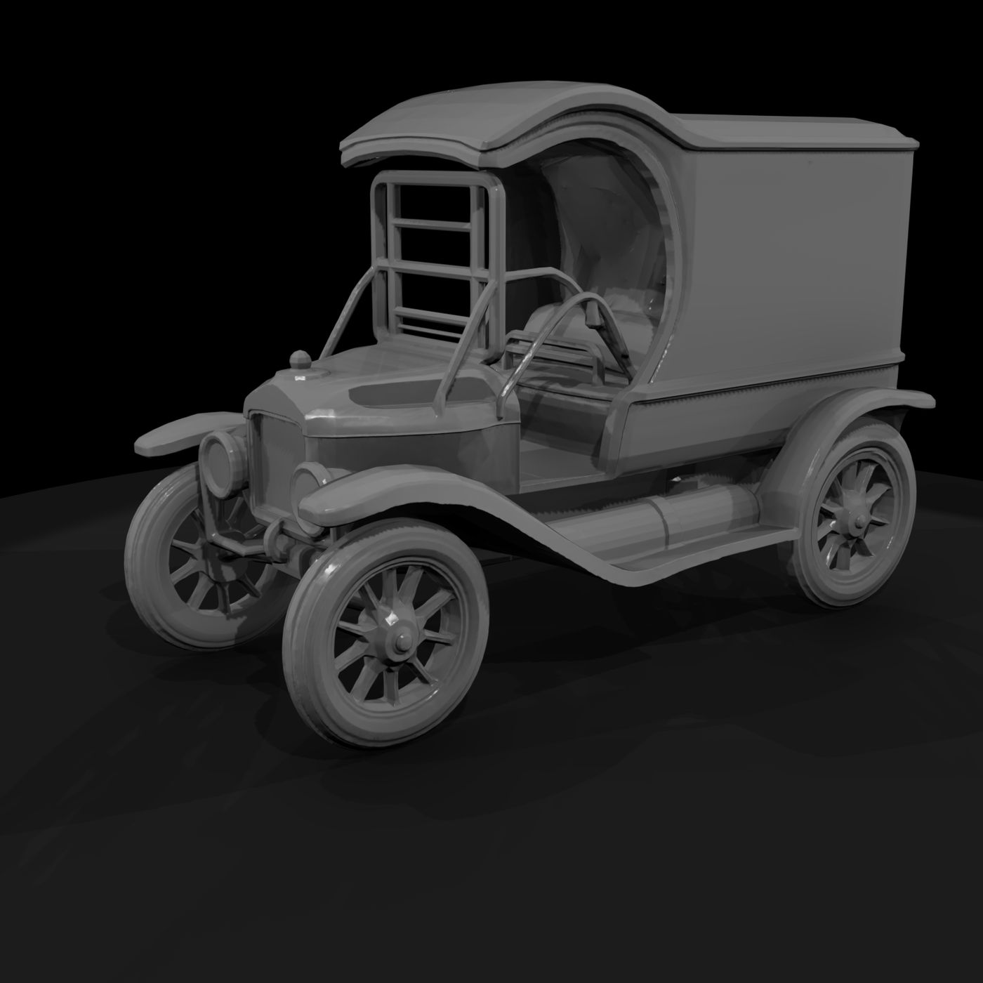 Stylized Classic Vintage Delivery Truck 3D Model 7