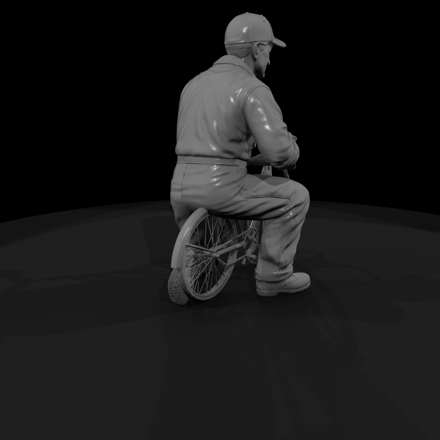 Elderly Man Riding a Bicycle