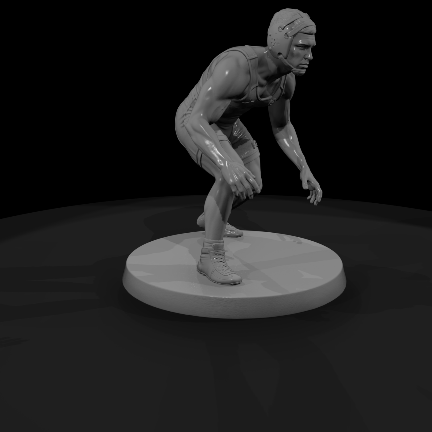 Wrestler in Ready Stance