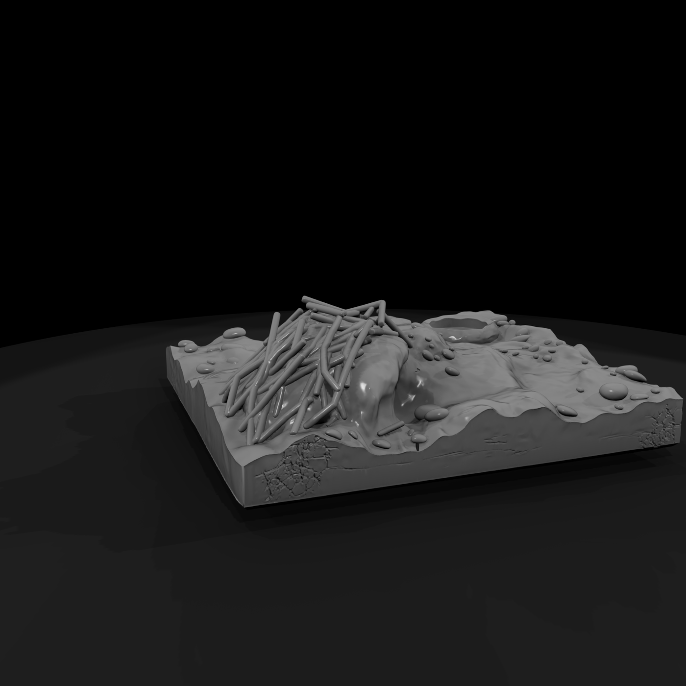 Forest Terrain Base with Animal Burrow