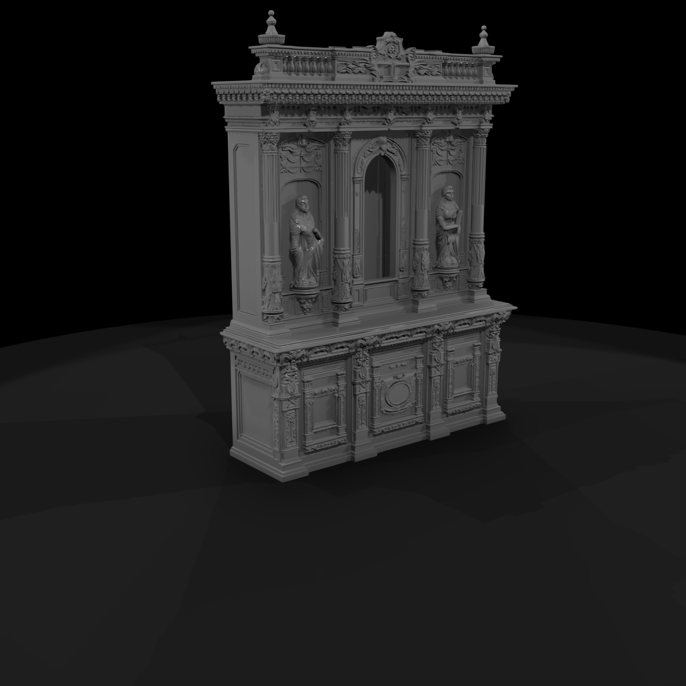 Neoclassical Carved Display Cabinet