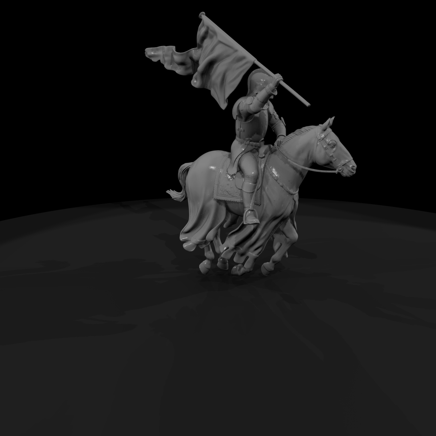 Knight on Galloping Horse — Mounted
