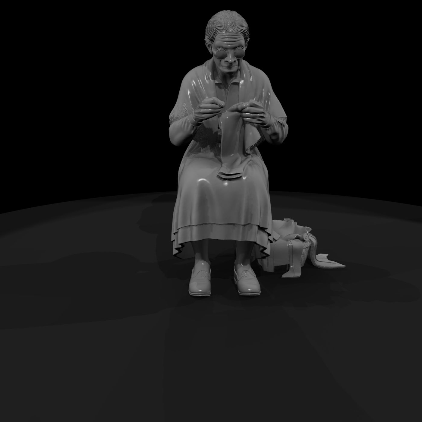 Seated Elderly Seamstress