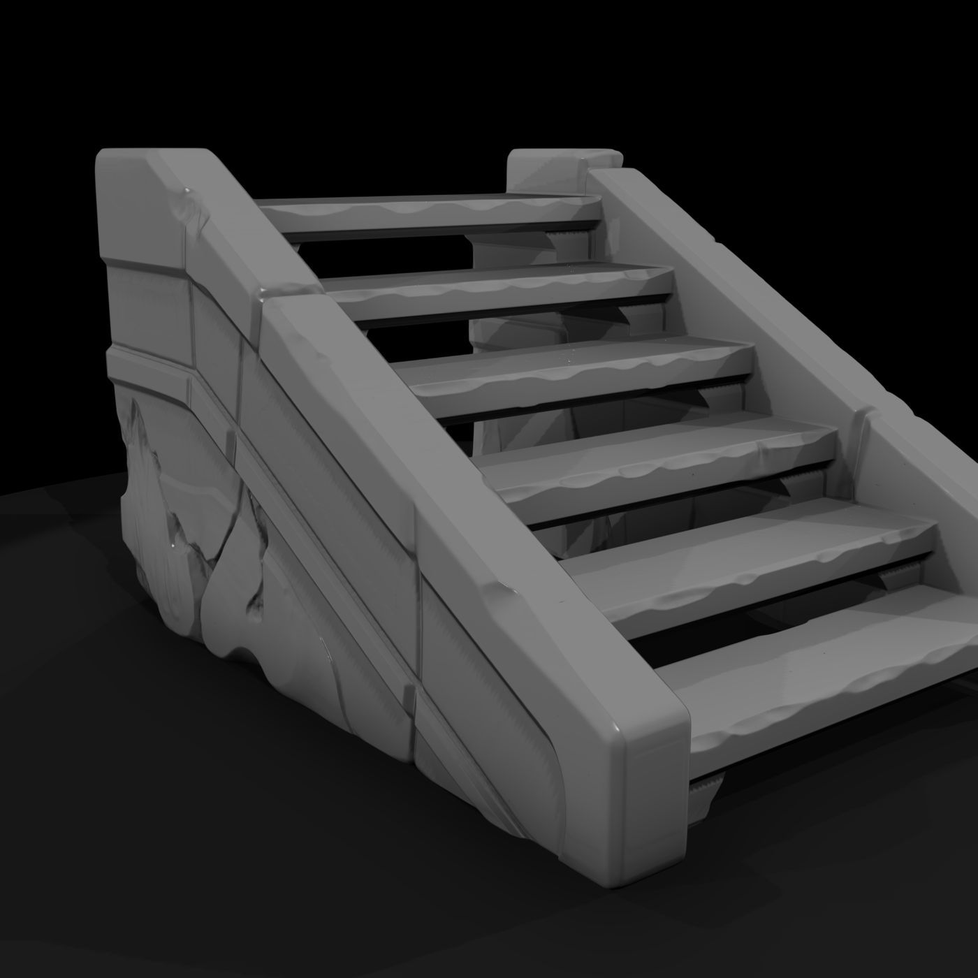 Stylized Ruined Stone Stairs 3D Model 0Kgxv6J1