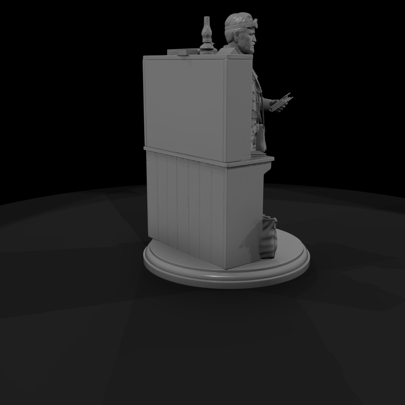 Old West Postmaster at Sorting Desk