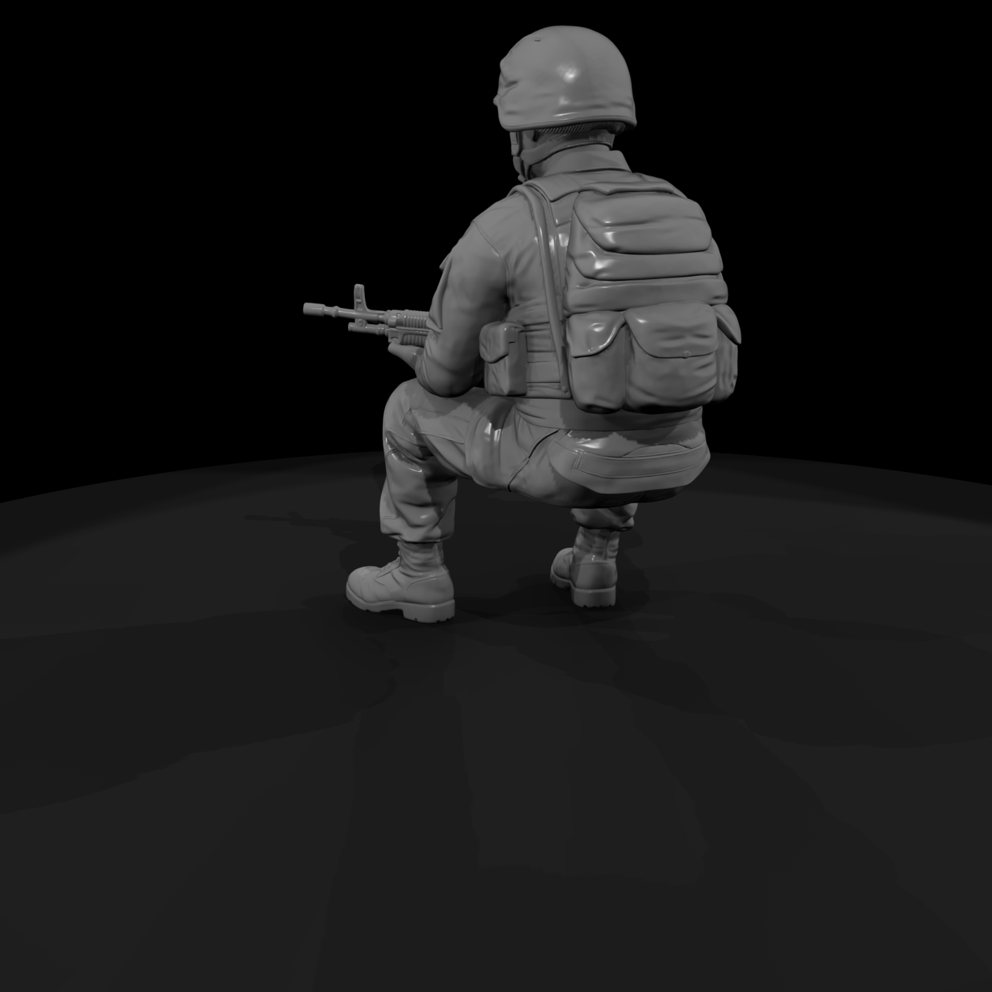 Seated Modern Marine with Radio