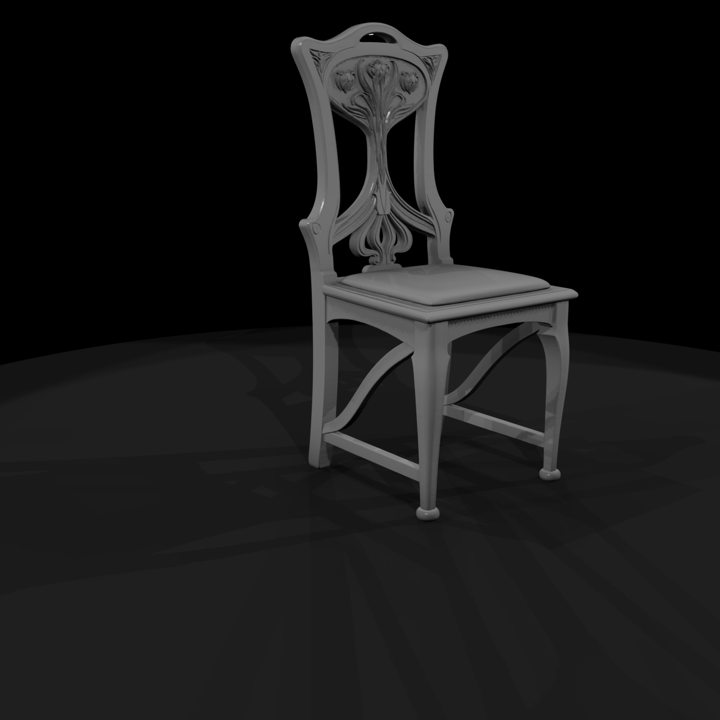 Art Nouveau Carved Dining Chair