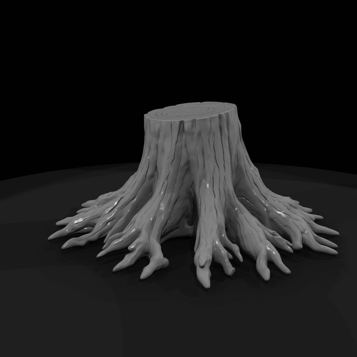 Tree Stump with Exposed Roots — & Railway Prop