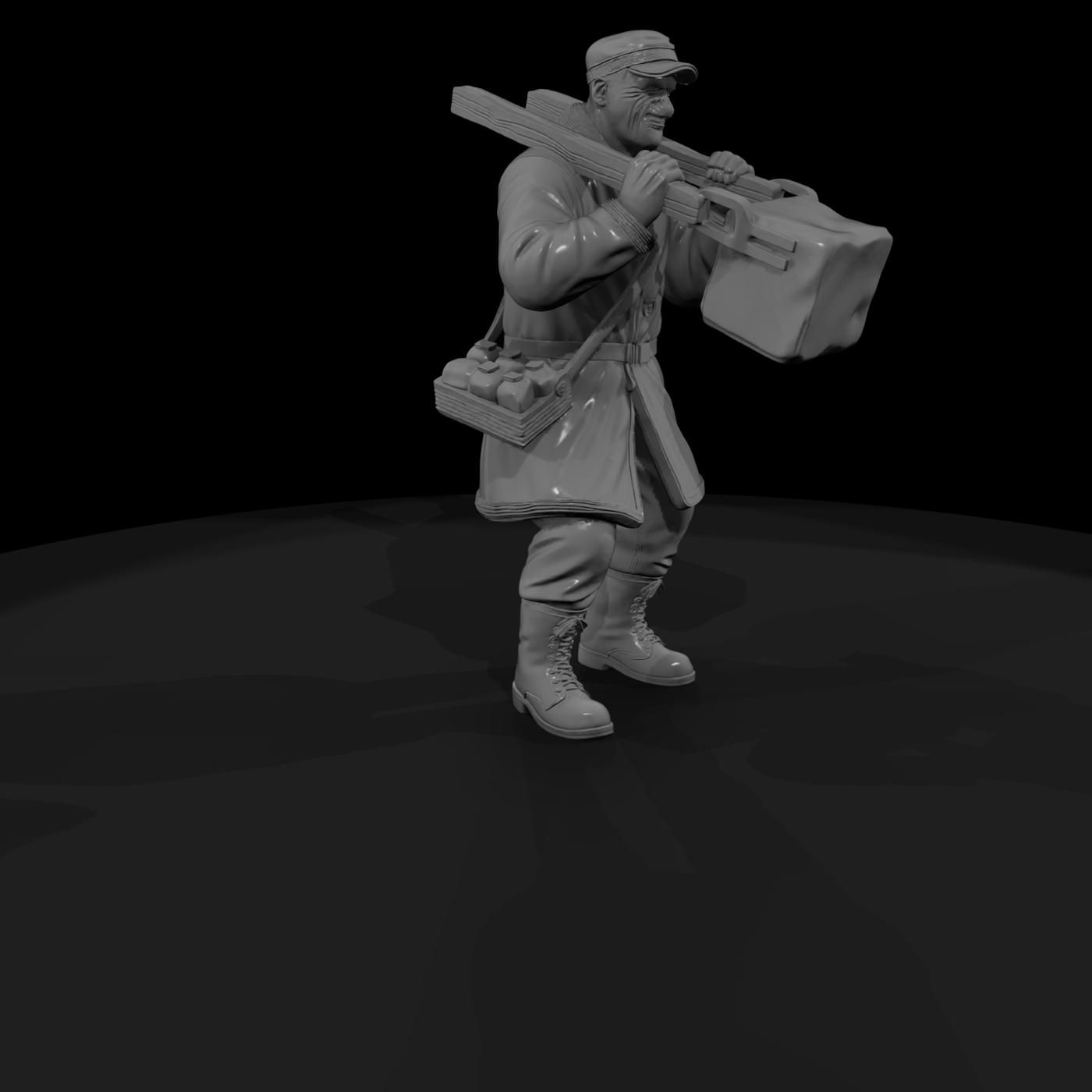 Realistic Ice Delivery Worker Figure