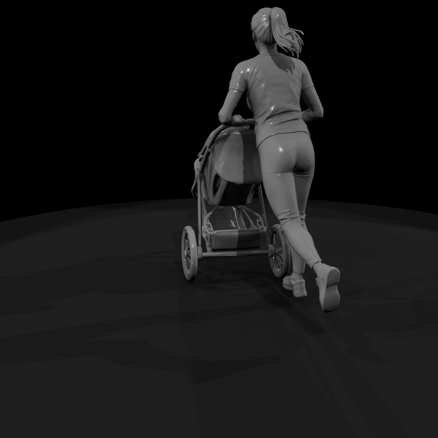 0047 Family Mom Pushing Stroller