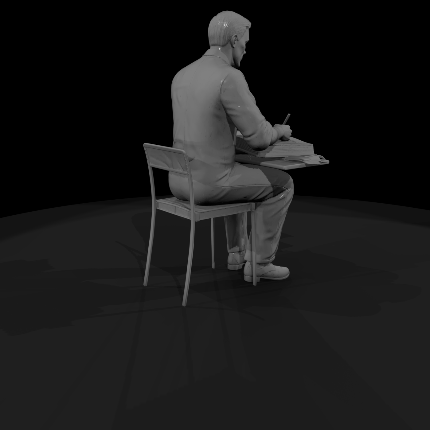 Seated WWII Army Clerk at Ledger