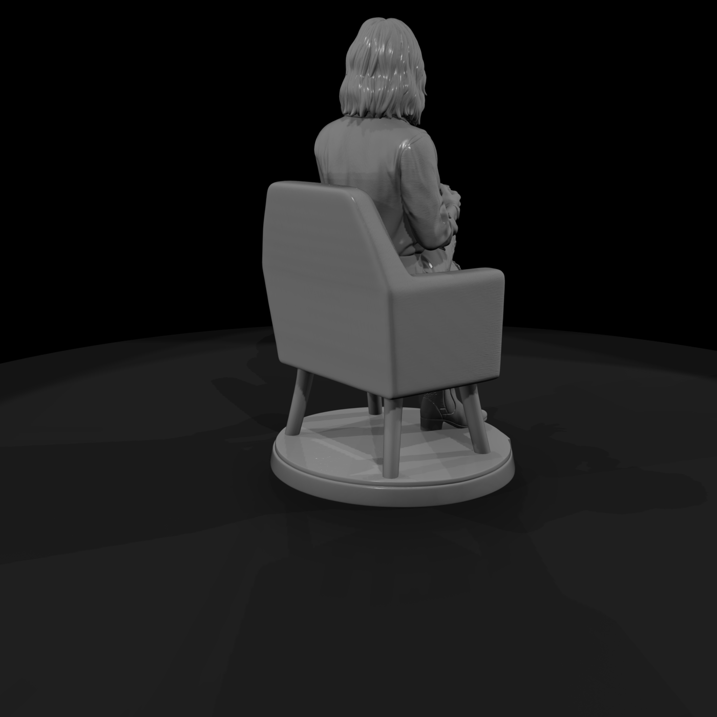 Seated Woman in Armchair with Coffee