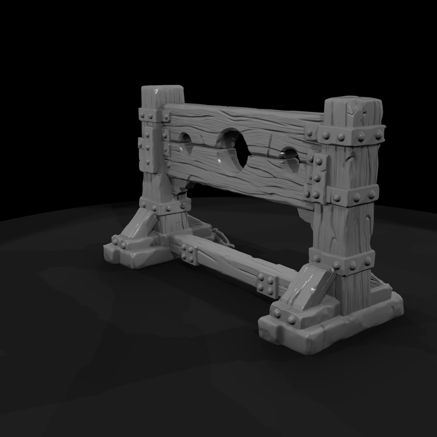 Medieval Wooden Pillory Stocks