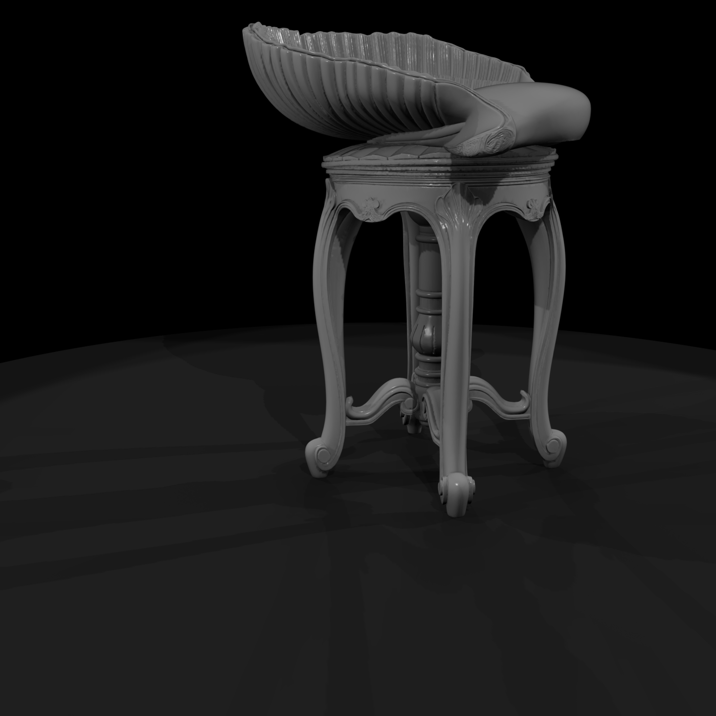 Rococo Shell-Back Vanity Stool