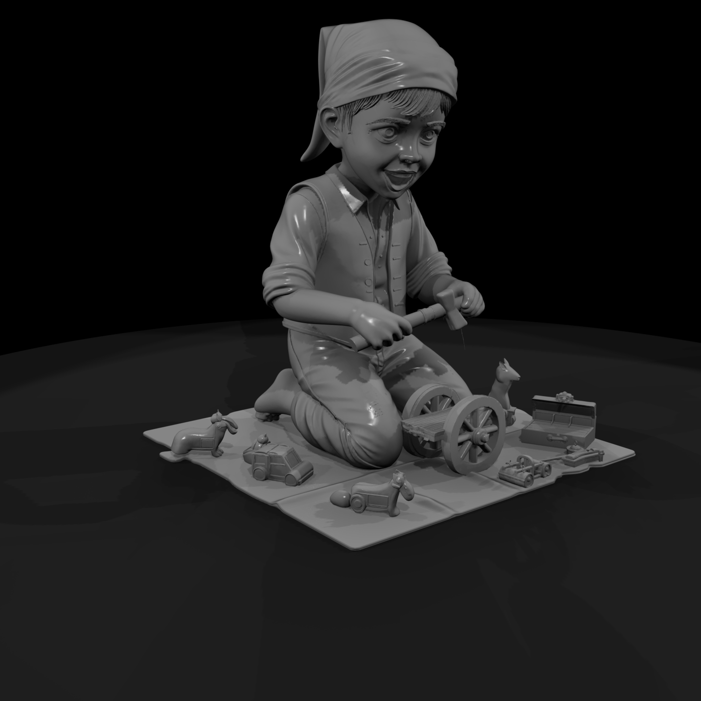 Stylized Farm Boy on Scenic Base