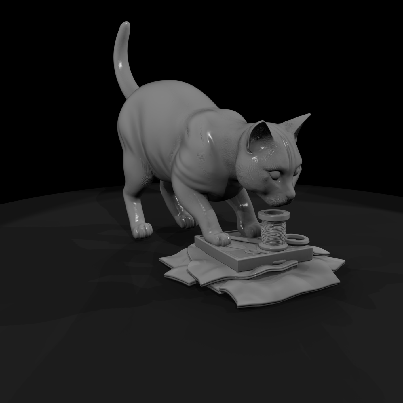 Stylized Cat Sewing