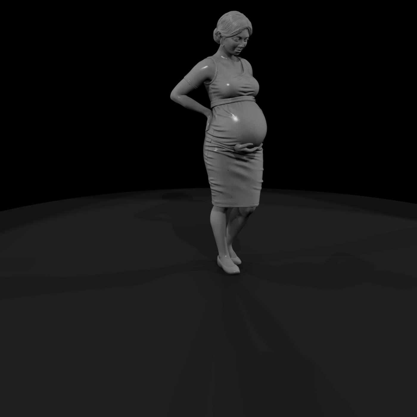 Expectant Mother Cradling Her Belly