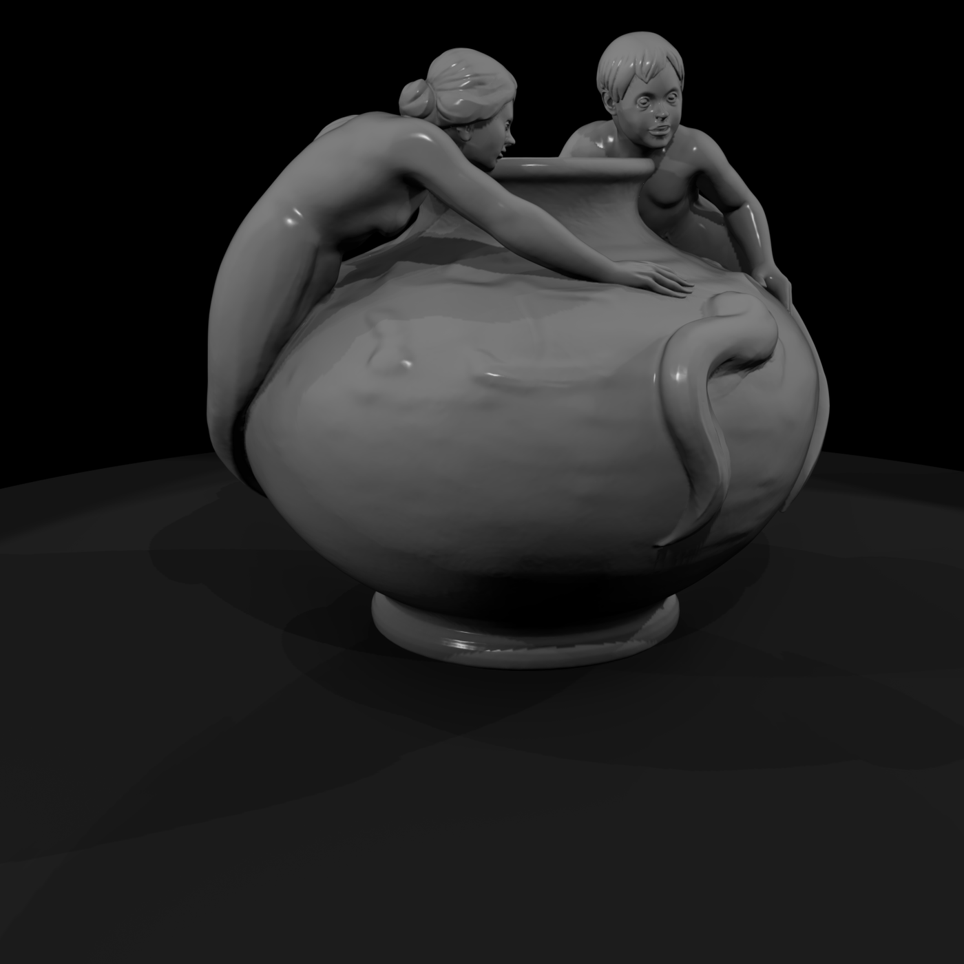 Neoclassical Mermaid Garden Urn