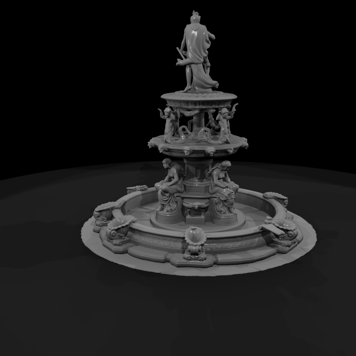 Ornate Tiered Stone Garden Fountain