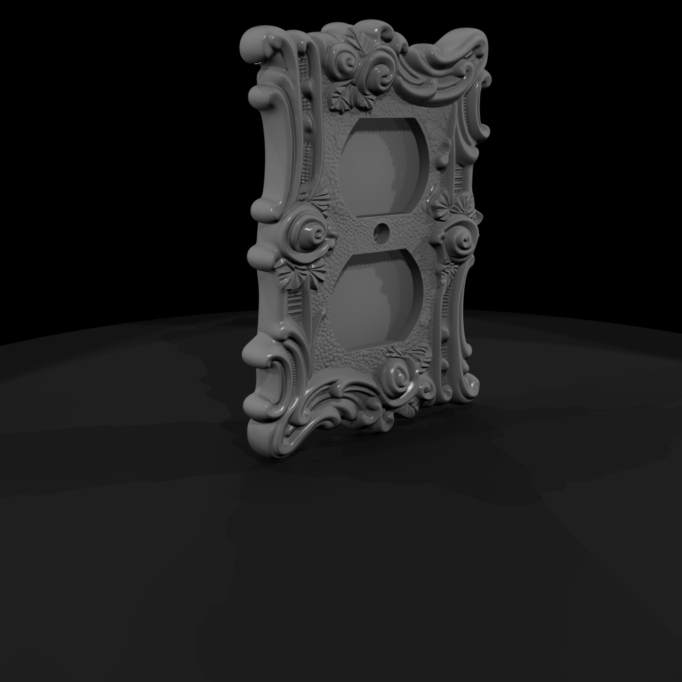 Ornate Baroque Rose Double Outlet Cover Plate