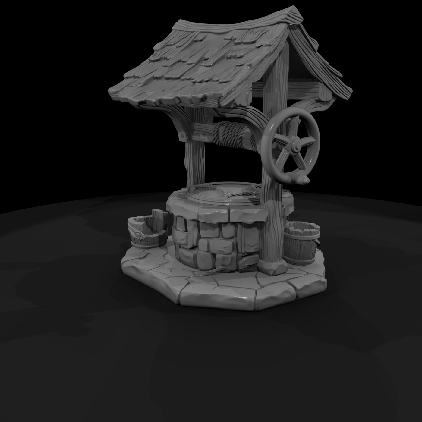 Stylized Rustic Medieval Wishing Well