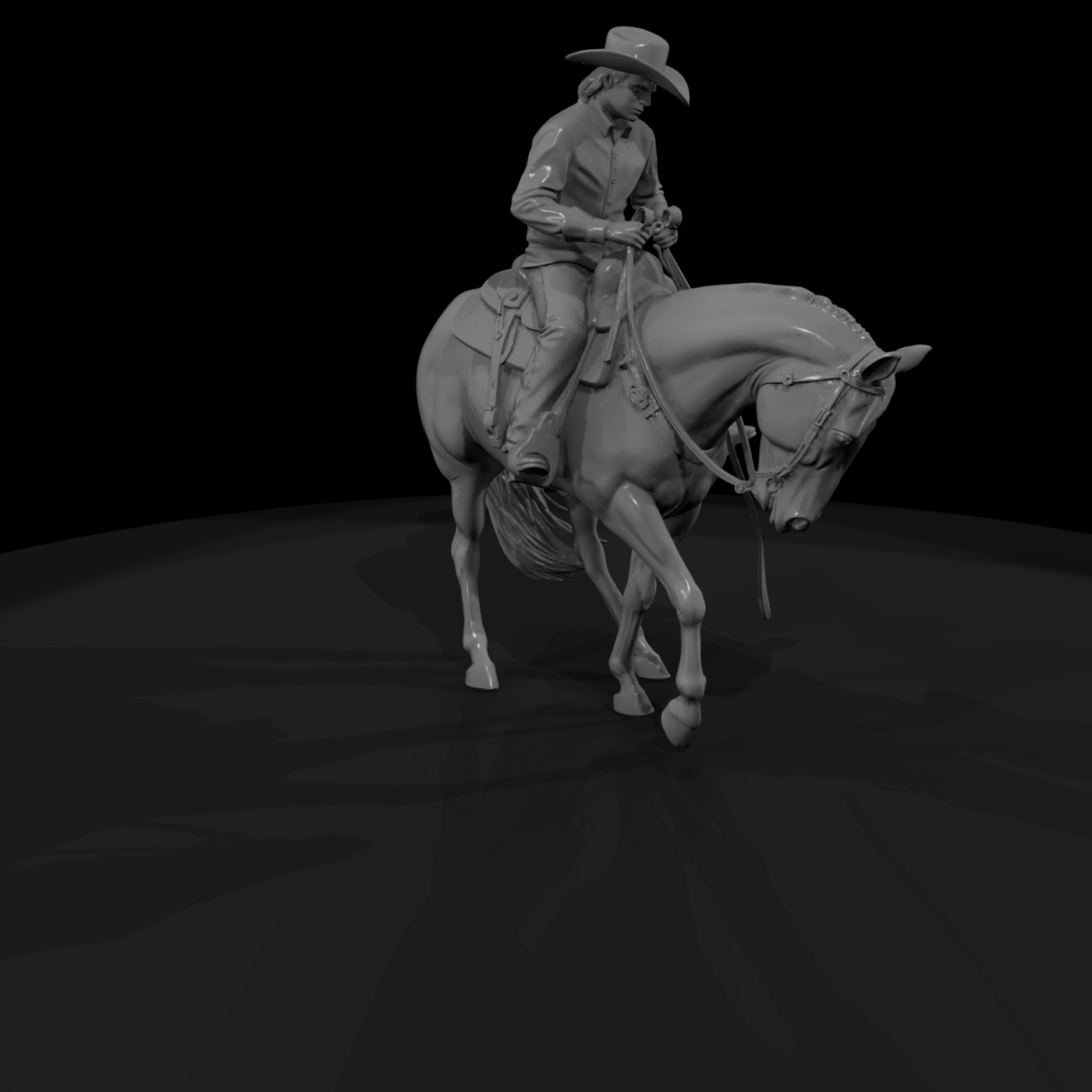 Cowboy on Horse — Mounted