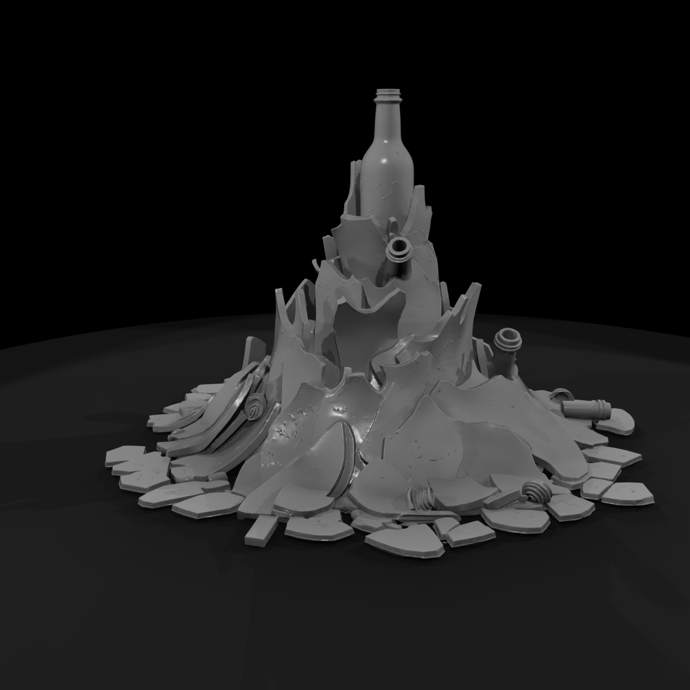 Shattered Wine Bottle Debris — Scatter
