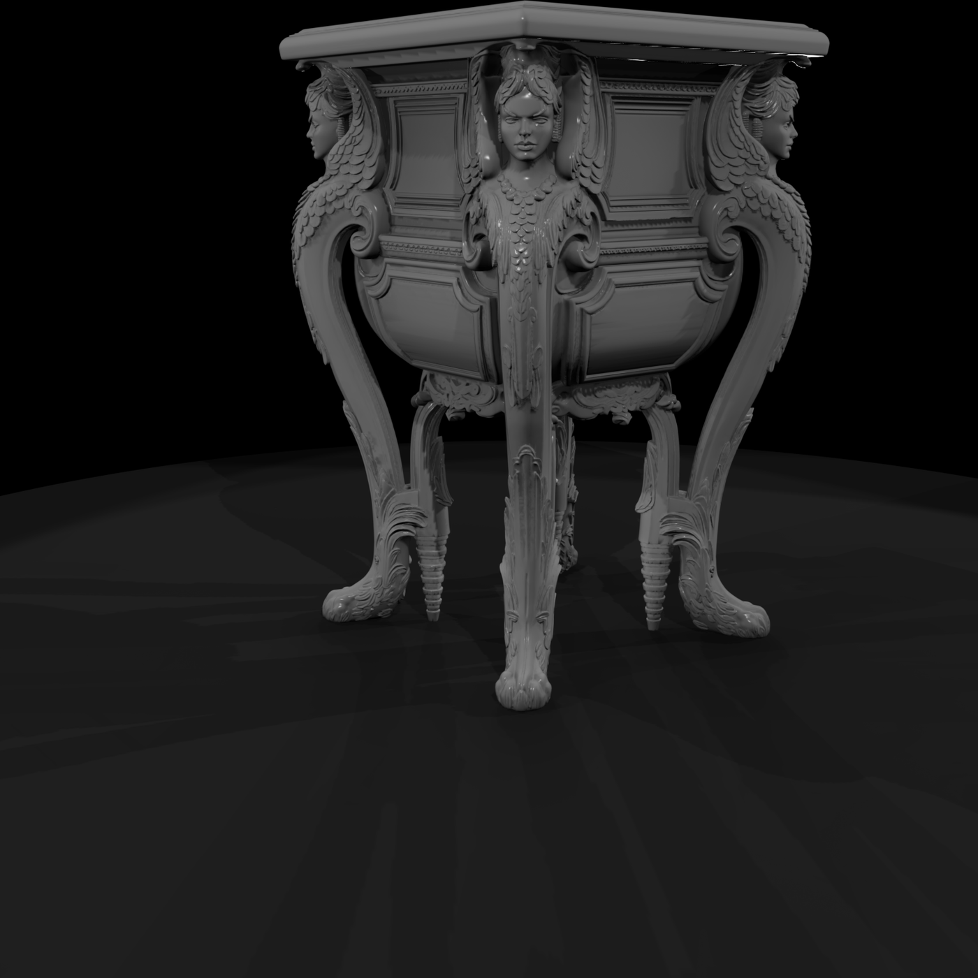 Rococo Winged-Bust Side Table