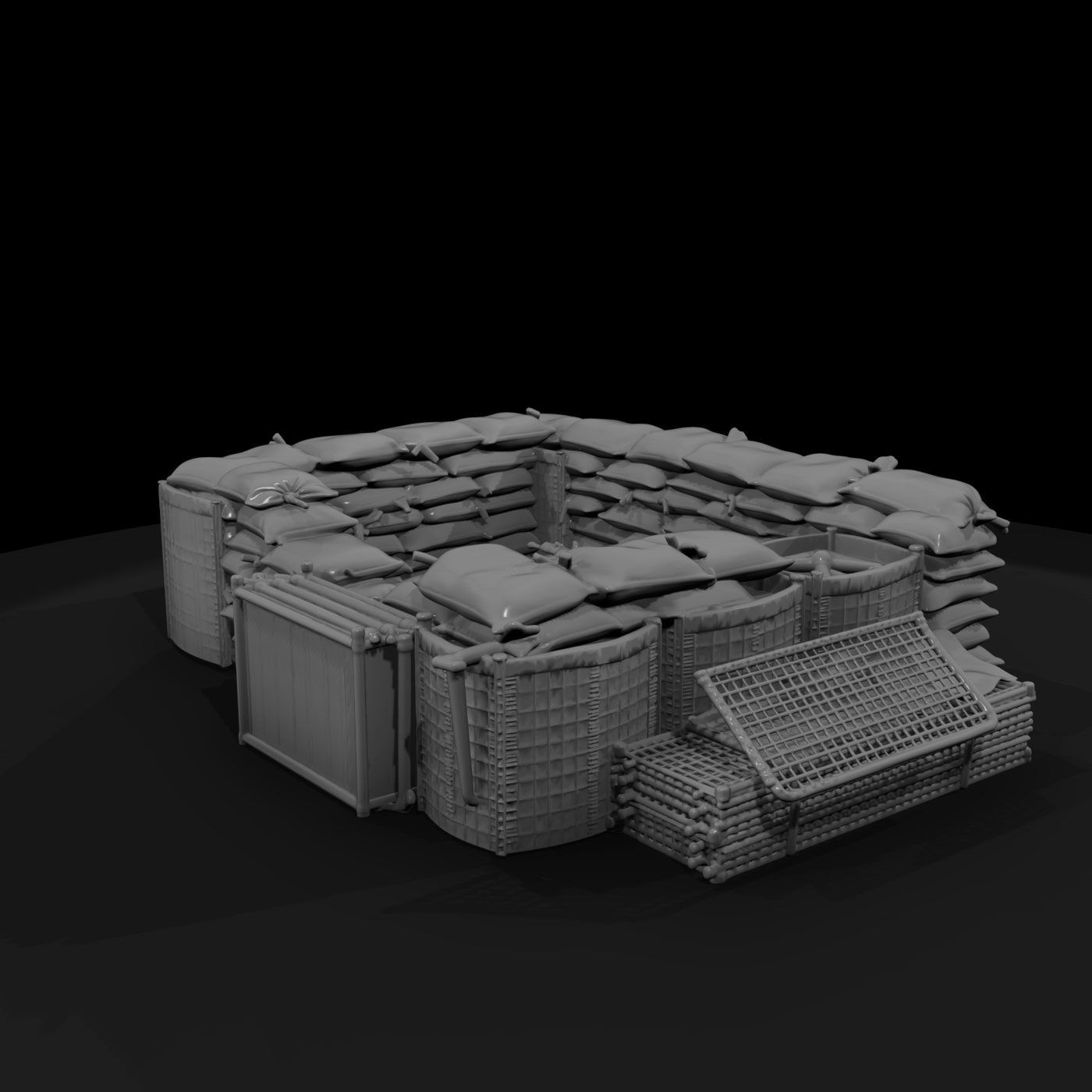 Mil 280 Modern Desert Sandbag Barrier Stockpile