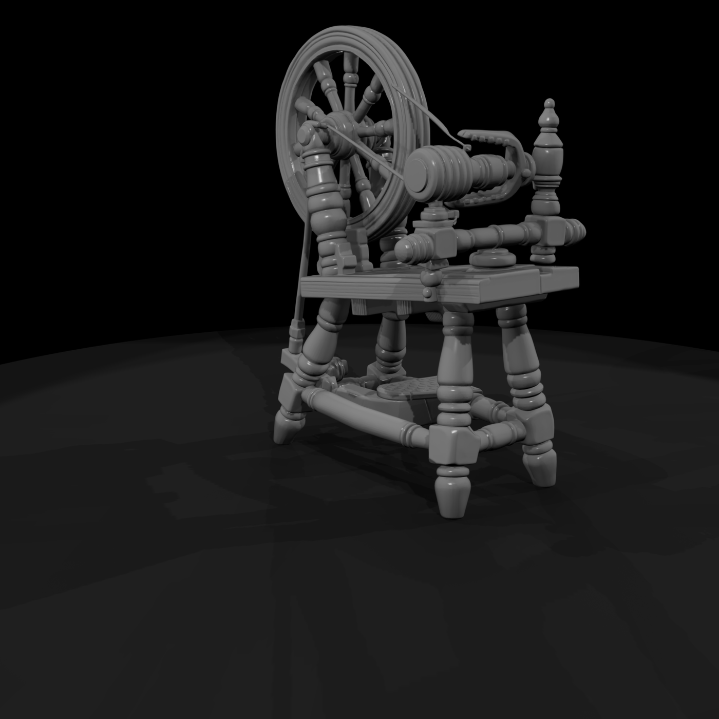 Antique Wooden Spinning Wheel
