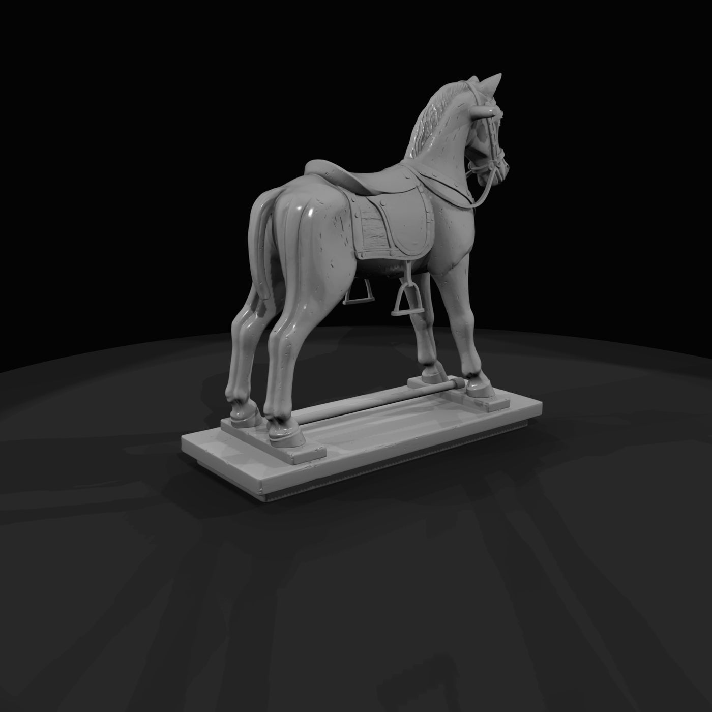 vintage-painted-wooden-spring-rocking-horse-on-wooden-base