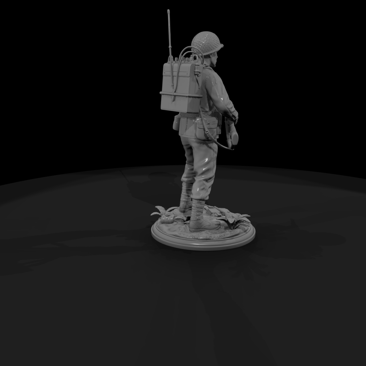 WWII Marine Radioman with Field Phone